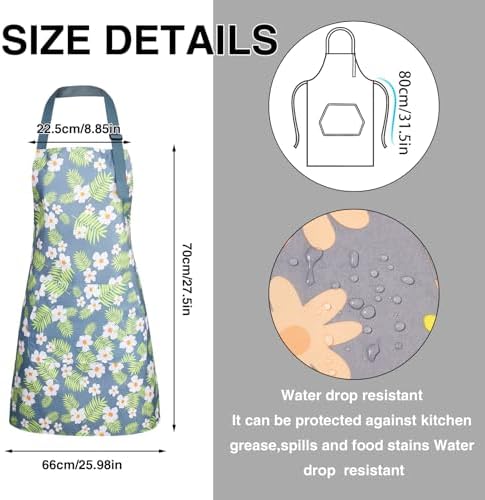 BOUMUSOE 3 Pack Floral Aprons with Pocket, Blooming Womens Aprons