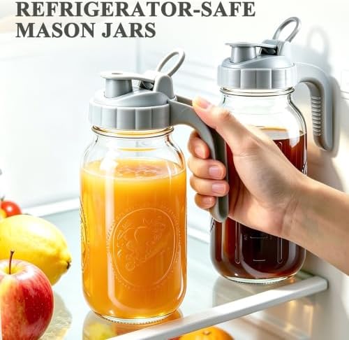 Mason Jar Pitcher with Lid 64oz Airtight&Leak-Proof Glass Iced Tea