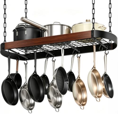 CHOEZON 32'' Hanging Pot Rack, Ceiling Pan Hanger, Pot Holder for Kitchen