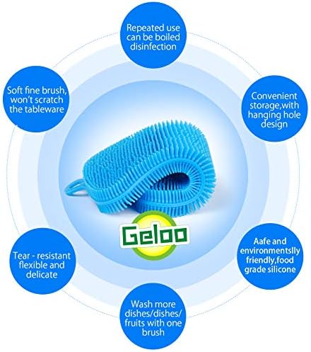 Geloo.Silicone Sponge Dish Brush, 3 Pack