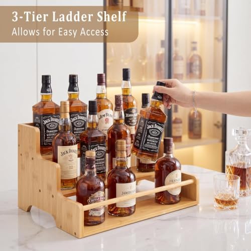 Mufico Bamboo Tabletop Wine Racks with Handles & Guardrail, Bamboo