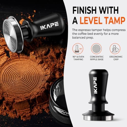 IKAPE 53MM Coffee Tamper Set Black 6 IN 1, Espresso Tool Kit for