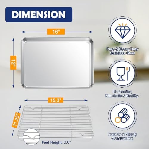 1 QT 18/10 Stainless Steel Saucepan & 16” Baking Sheet Pan with