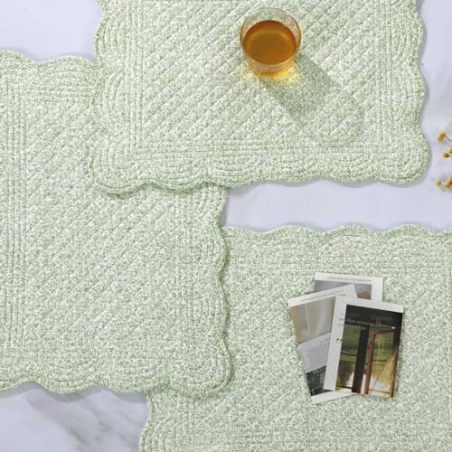 MABOZOO 100% Cotton Quilted Placemats Set of 6,Washable Cloth Table