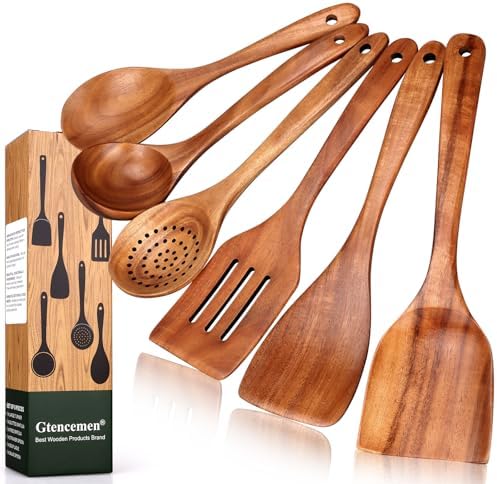 6 Piece Teak Wood Kitchen Utensil Set