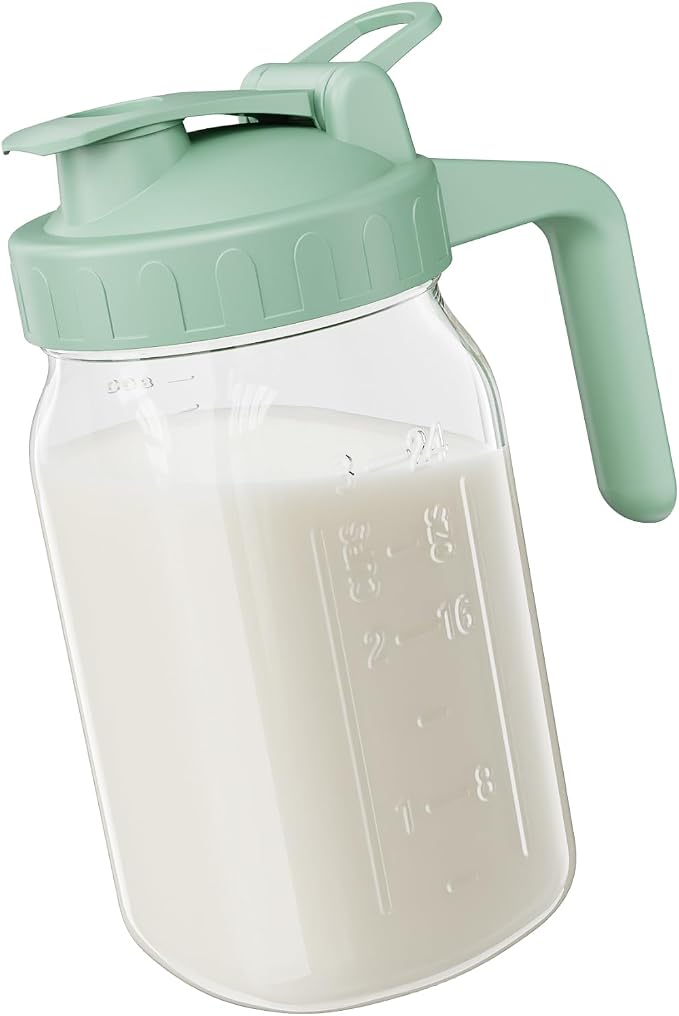 Breast Milk Pitcher - 32 oz Glass Mason Jar by Junvpic