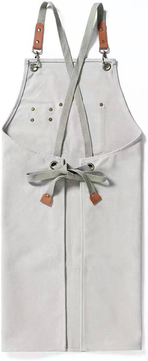 Tosewever Canvas Cross Back Chef Cotton Aprons - Image 2