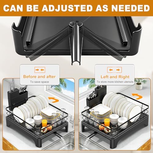 Stainless Steel Dish Drying Rack, 17 x 13.4 in, Black