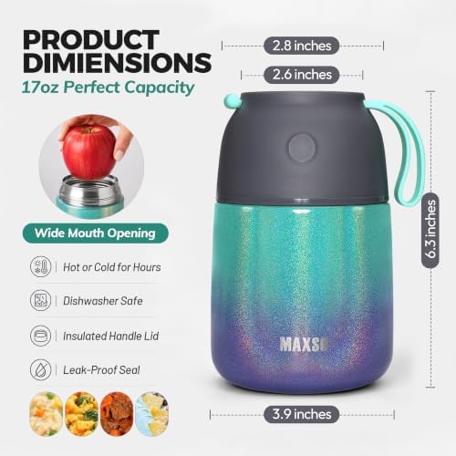 Insulated Thermo Soup Jar for Kids & Adults, 17 oz Stainless Steel