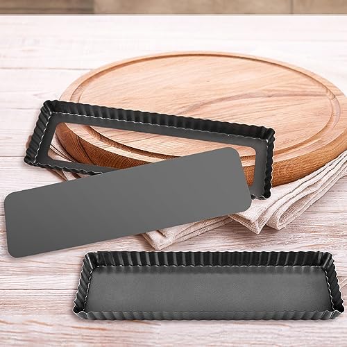 14 Inch Rectangular Tart Pan Set of 2, Nonstick Quiche Pie Pan with