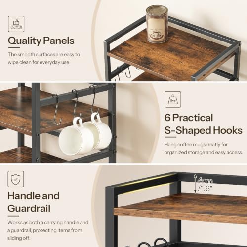 HOOBRO 5-Tier Coffee Mug Holder, Coffee Bar Organizer for Countertop
