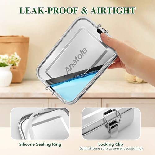 Anatole 304 Stainless Steel Bento Box 47oz Leak-Proof Lunch Box 1
