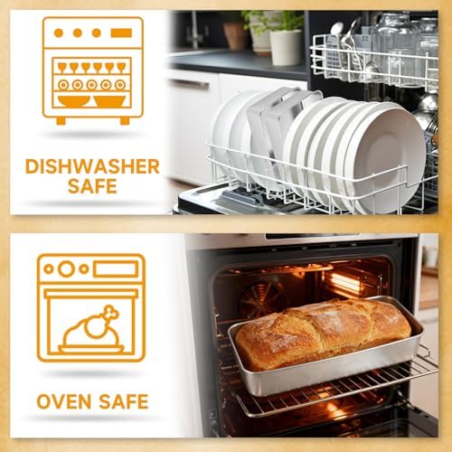 AKOLAFE 4 Pack Stainless Steel Loaf Pan Large 12.5”x5.5” Banana Bread