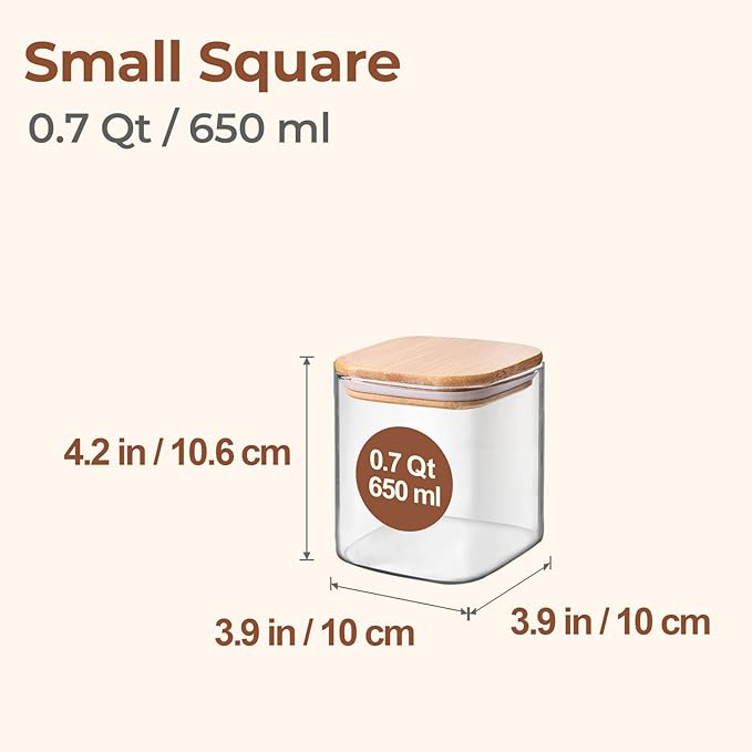 ComSaf 0.7 Qt Glass Food Storage Jars Set of 9, Pantry Organization Jar - Image 2