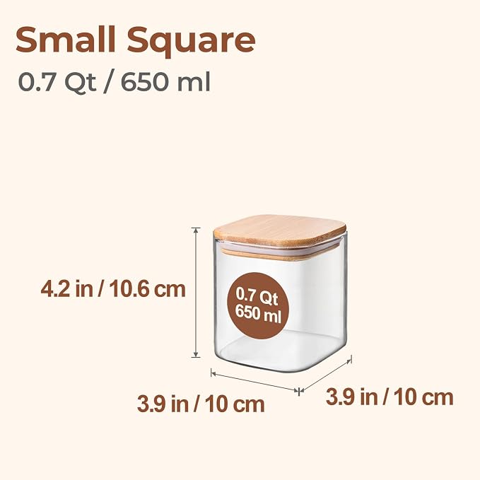 ComSaf 0.7 Qt Glass Food Storage Jars Set of 4, Pantry Organization Jar - Image 2