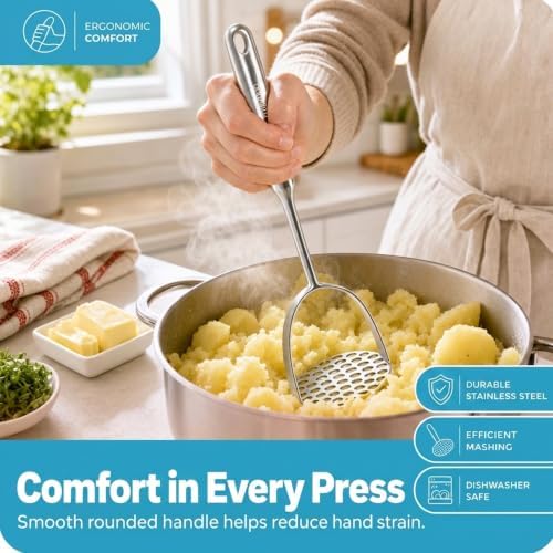 Millvado Potato Masher Stainless Steel, Mashed Potatoes - 12.5 In.