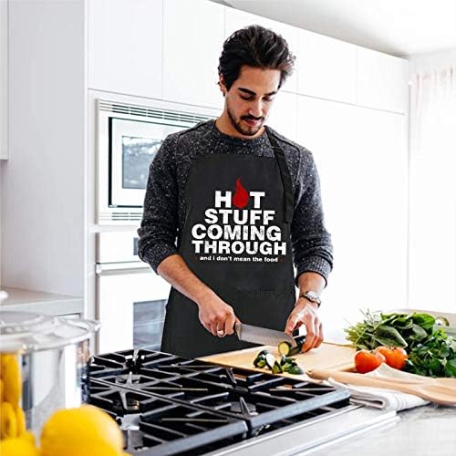 Rosoz Funny BBQ Black Chef Aprons for Men Adjustable Kitchen Cooking