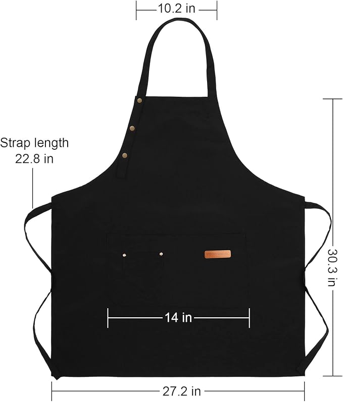 Apron for Men Women with Adjustable Straps and Large Pockets, Canvas Cotton - Image 7