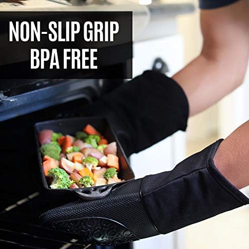 BPA-Free Soft Silicone 4 Piece Oven Mitts & Trivets Set - Ultra Heat
