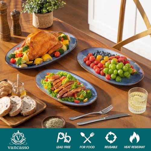 vancasso Ceramic Serving Platters Set of 3, Oval 16/14.7/13.5 Inch