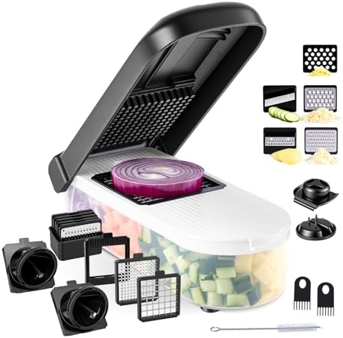 Vegetable Chopper with Container, 12-in-1, Black