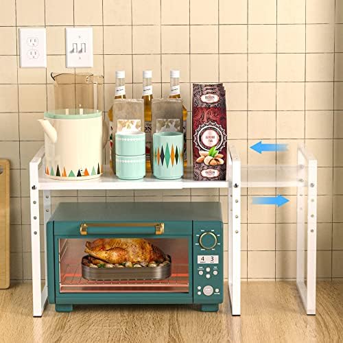 iPEGTOP Extendable Microwave Rack, Adjustable Height, White