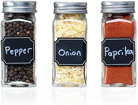 Zugar Land Set of 14 - Square Glass Spice Jars with Shaker Tops and