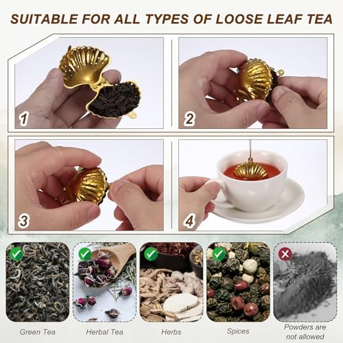 uxcell 2Pcs Cute Tea Infuser Ball Shell Shape Stainless Steel Fluorite