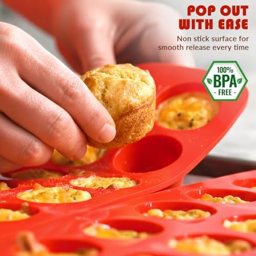 HKNMTT Mini Silicone Muffin Pans for Baking 24Cups BPA-Free Egg Bites