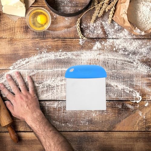 Dough Cutter Stainless Steel with Blue Plastic Handle for Cake Pizza