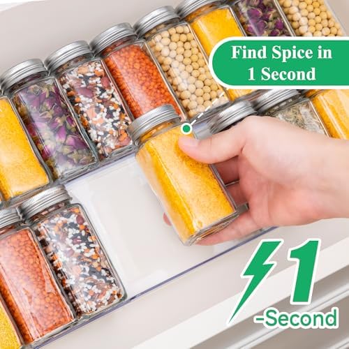 Imncya Decluttering Spice Drawer Organizer, 8-Pack Clear Seasoning