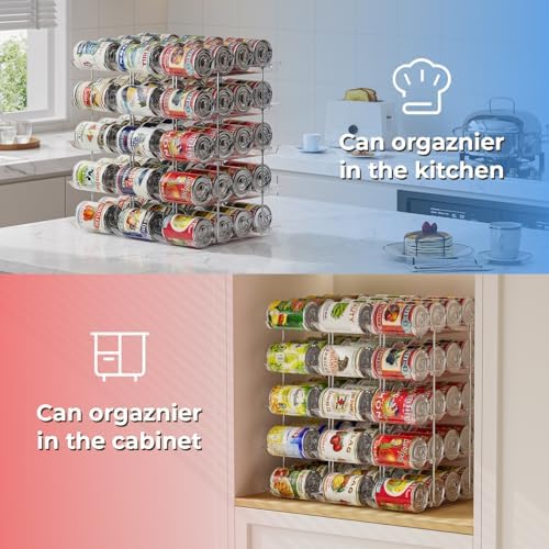 Can Organizer for Pantry Stackable AND Rolling Soda Can Dispenser for