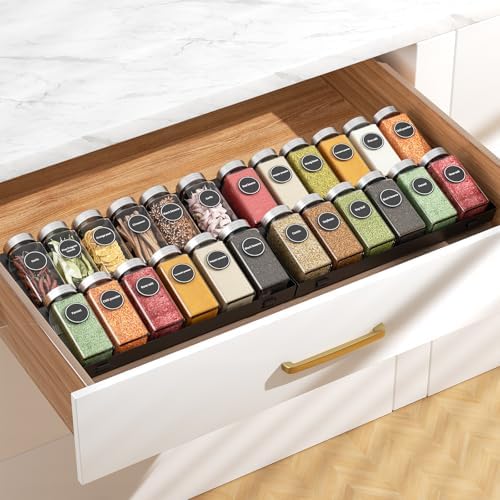 RCHYFEED 4 Pack Spice Drawer Organizer (Need 3.5" Deep Drawer)