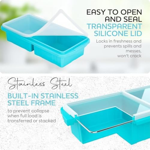 2 Cup Silicone Freezer Tray With Lid - Soup Freezer Container molds