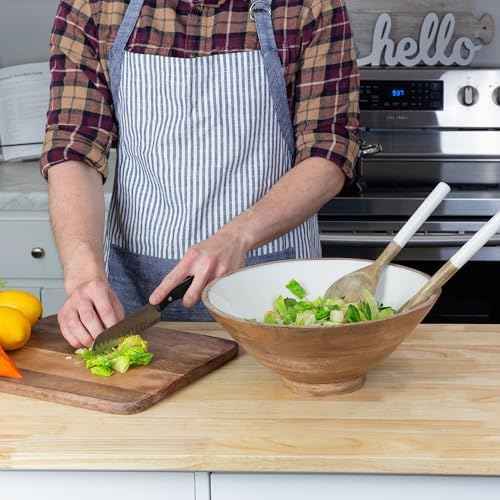 AuldHome Design Wooden Salad Bowl Set (Large Serving Bowl w/Utensils)