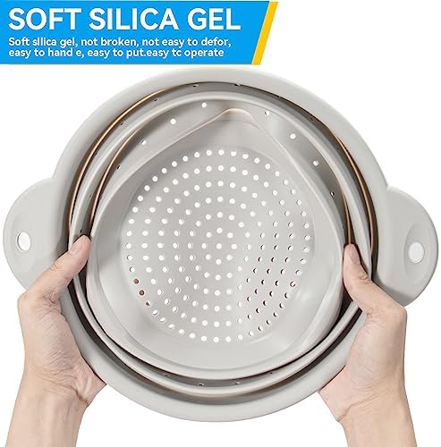 Collapsible Colander, Food Grade Silicone Colander for Kitchen