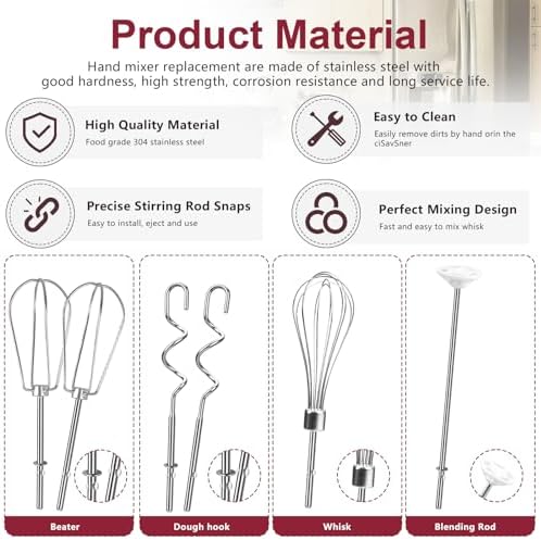 Hand Mixer Accessories and Attachments Beater, Whisk for Kitchenaid