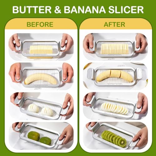 Large Butter Cutter Banana Slicer, Heavy Duty Aluminum & Stainless