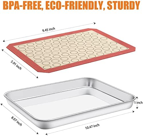 Baking Sheet with Silicone Mat Set of 4 [2 Sheets + 2 Mats], Deedro