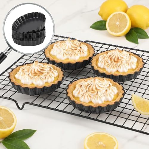 16 Pcs Mini Tart Pans with Removable Bottom, 4 Inch Nonstick Carbon