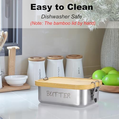 BSTKEY Butter Dish with Lid for Countertop, Stainless Steel Butter