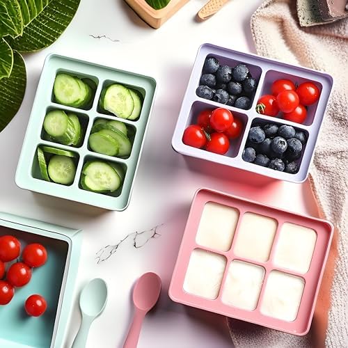 3Pcs Ice Cube Tray,Each Cube 2 oz(60ml) Baby Food Freezer