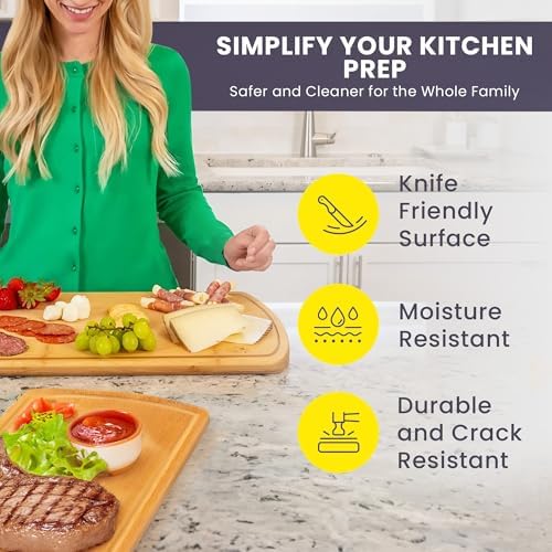 Extra Large Bamboo Cutting Board Set of 2 – Wood Cutting Boards for