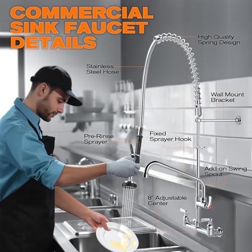 21" Height Commercial Sink Faucet with Sprayer