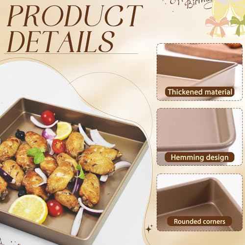 11 Inch Square Cake Pan, Deep Baking Pan Nonstick Cookie Sheet Brownie