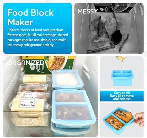 ZIP STANDING Silicone Freezer Trays with Lids, Set of 4 - with 1cup