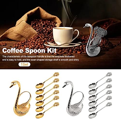 Coffee Spoon Set With Holder, Swan Spoon & Fork Holder, Elegant and