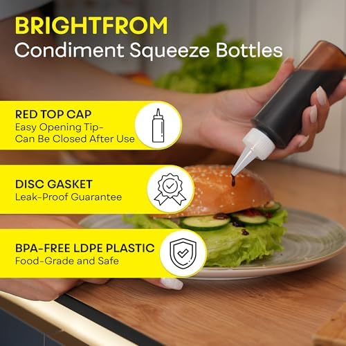 BRIGHTFROM Condiment Squeeze Bottles, 4 OZ Empty Squirt Bottle, Red