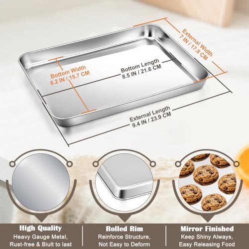 9.4"x7" Baking Sheet Pan(2Pcs), Joyfair Stainless Steel Toaster Oven