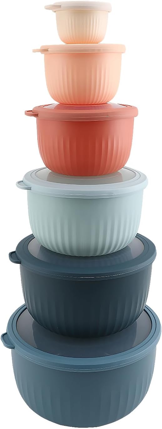 COOK WITH COLOR Prep Bowls with Lids- Wide and Deep Nesting Plastic Small by CookwithColor